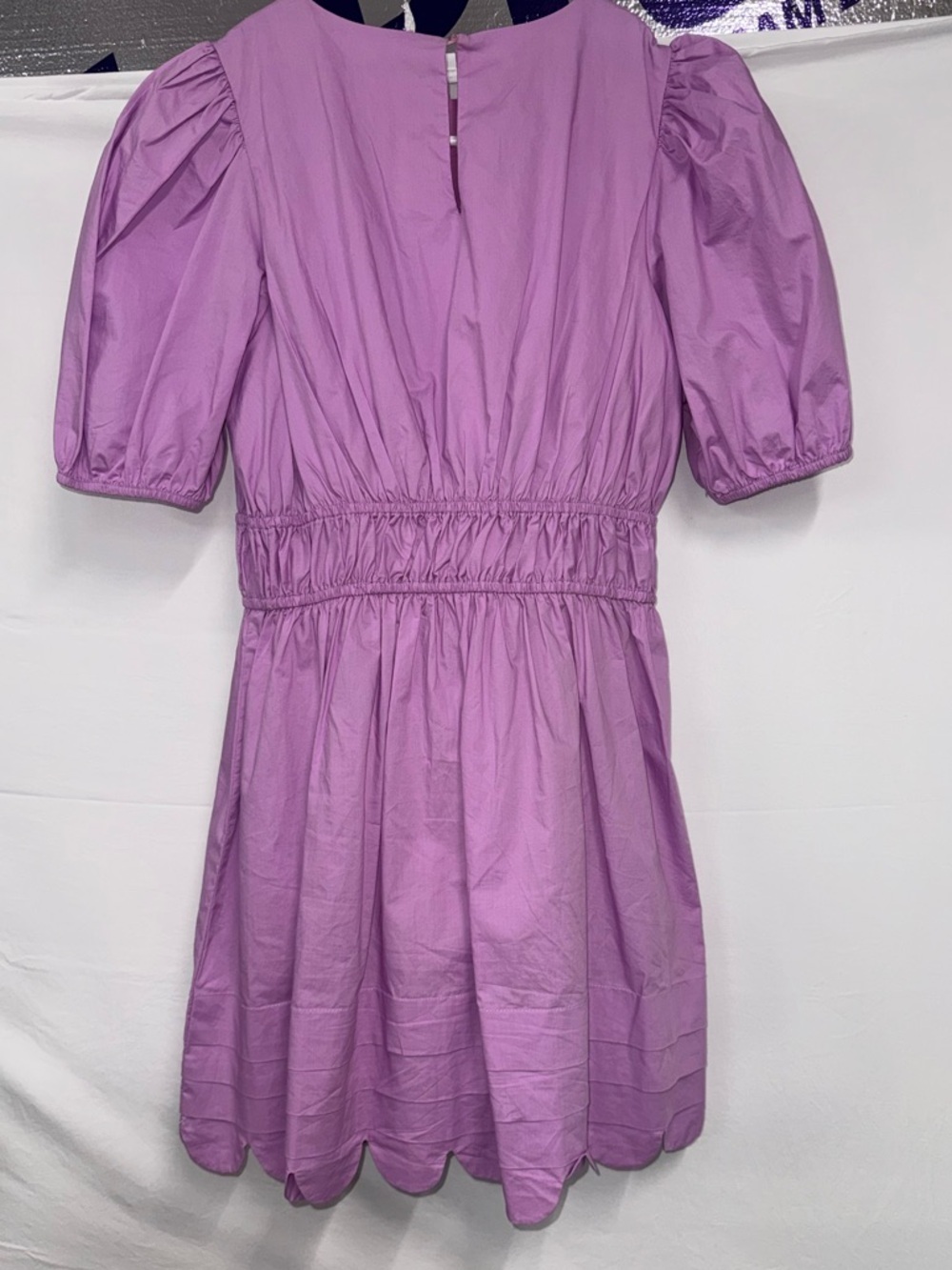 English Factory Lilac Scallop-Hem Puff Sleeve Mini Dress - Picture 15 of 16